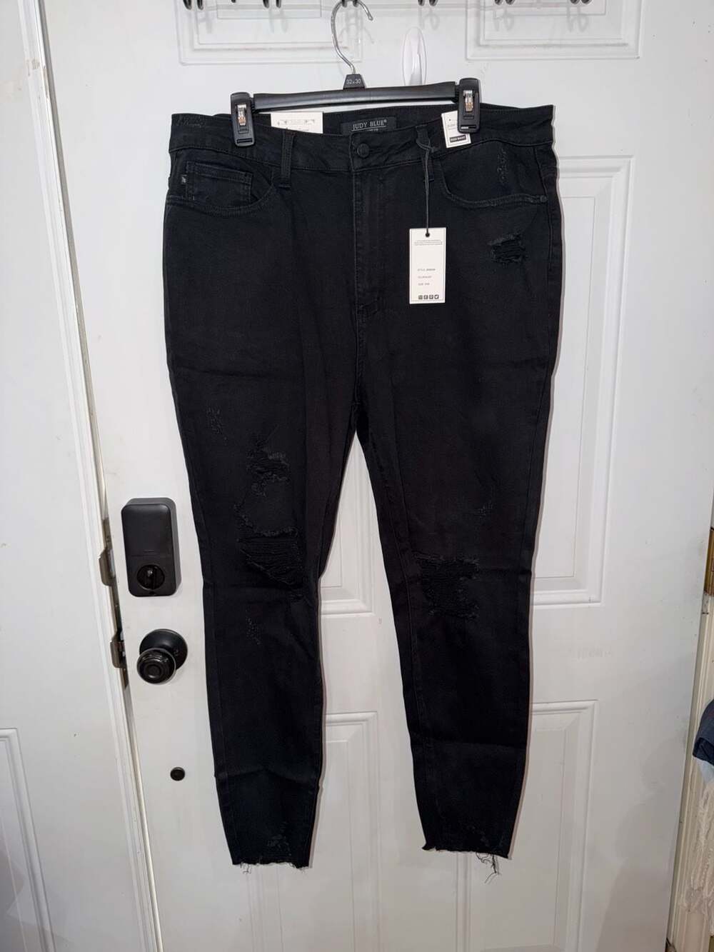 Judy Blue High Waist Skinny Fit Black Distressed Denim Jeans 20W
